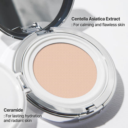 2aN Gleaming Tension Cushion Foundation Pact 0.45 oz, Korean Cushion Foundation Makeup, Lightweight & Buildable Coverage with Ceramides and Centella Asiatica