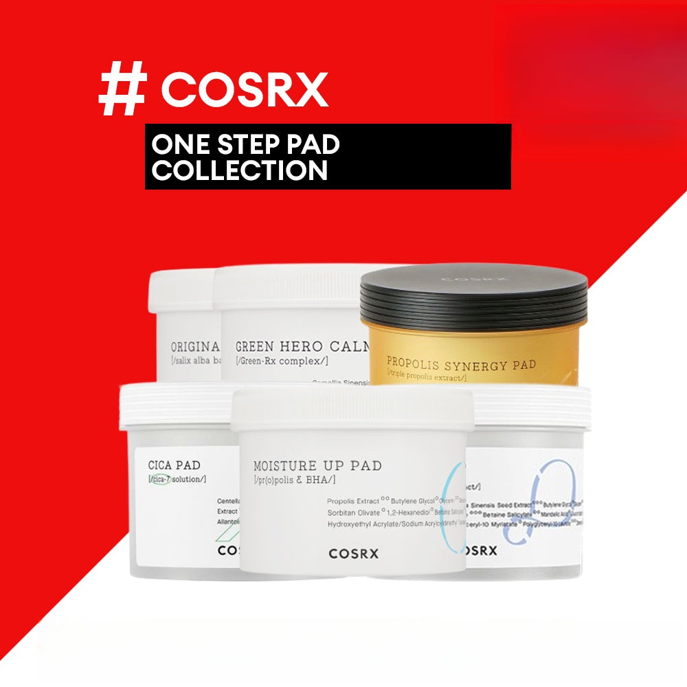 Cosrx One Step Original Clear / Moisture Up / Green Hero Calming Pad (70 Pads) / Poreless Pad (70Pads) / Propolis Synergy Pad (70Pads) / Cica Pad (90Pads)