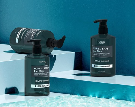 KUNDAL Pure & Safe Cooling Men' Homme Cleanser 300ml , Herb Bergamot Scent,Easy cleaning
