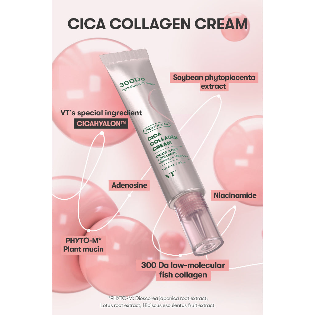 [VT COSMETICS] CICA コラーゲンエッセンス 30ml クリーム 30ml 肌の弾力、300Da 低分子コラーゲン、たるみ肌