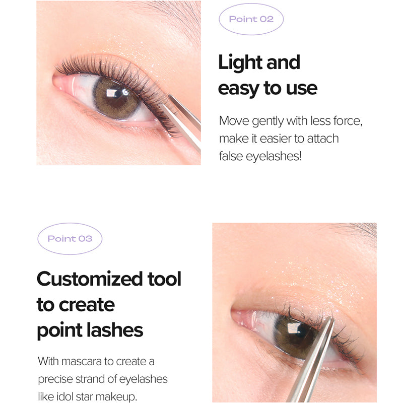 INHAK Round Tip Tweezer | eyelash comb eye lash makeup Tools Curler idol