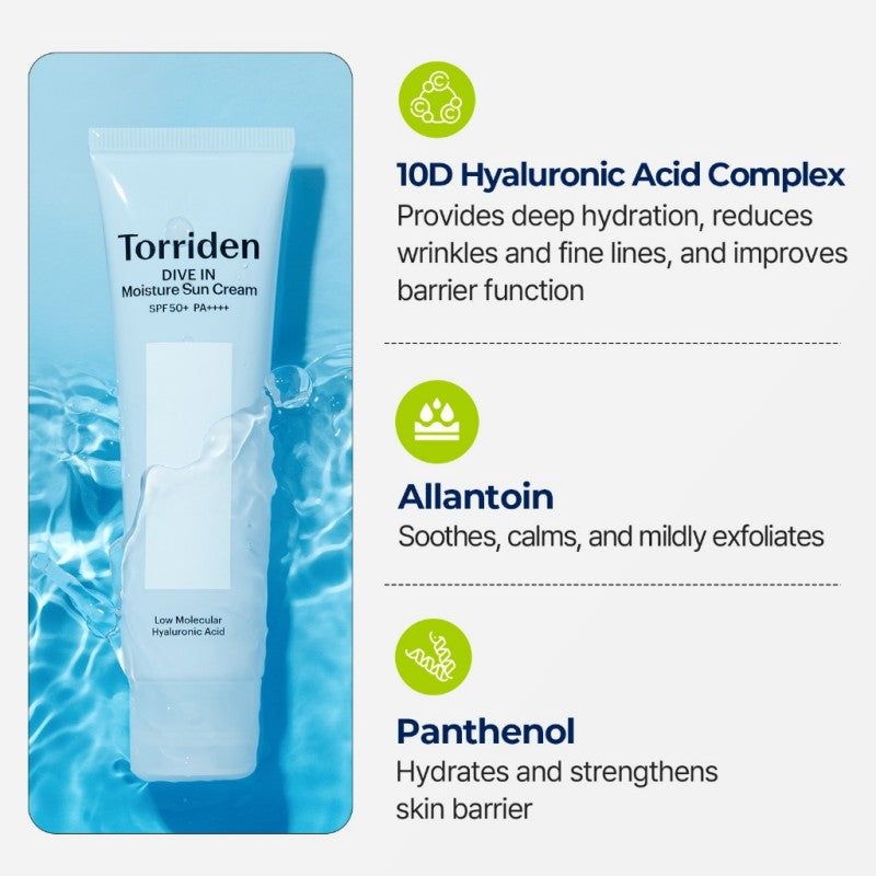 [100% Original] Torriden Dive In Watery Moisture Sunscreen 60ml- Light Weight Texture With Intense Hydration, Moisturizing, UV Protection SPF50+ PA++++