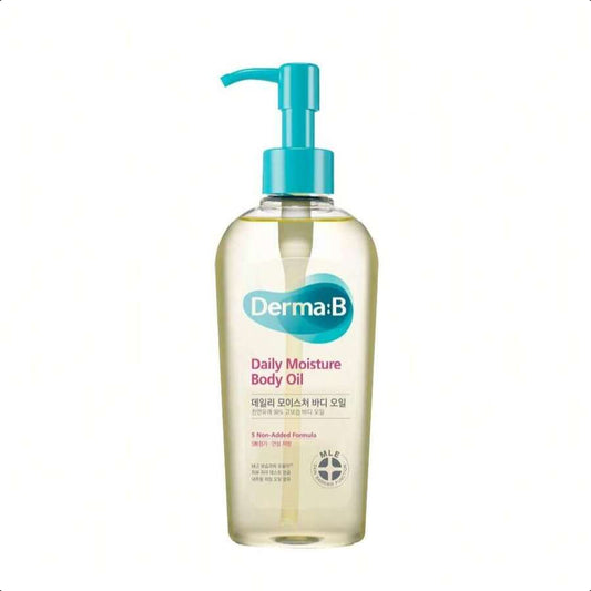DERMA:B Daily Moisture Body Oil 200ml/6.78 Oz | 99% Natural Argan & Sweet Almond Oil | Shower Oil For Dry Sensitive Skin | Light & Long-Lasting Hydration