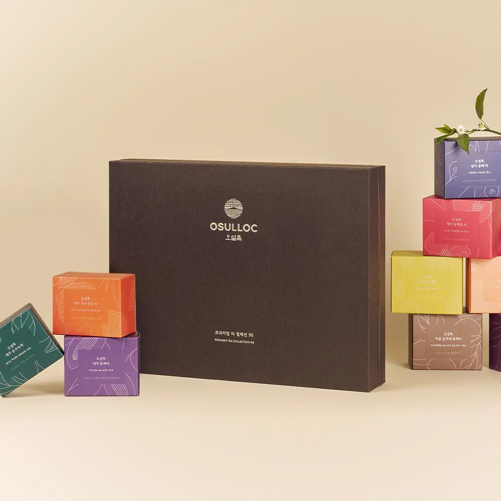 OSULLOC Premium Tea Collection Gift Set, 9 Assorted Flavors Tea Bags, Korean Jeju Tea Gift Box