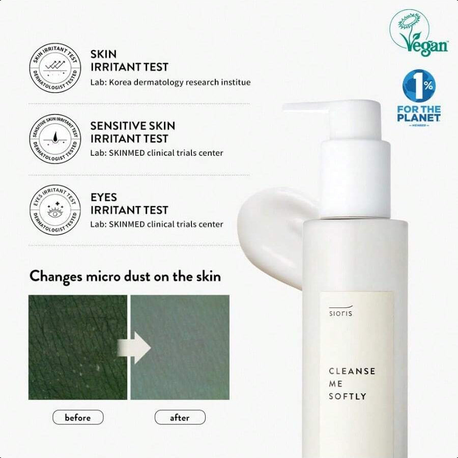 sioris Cleanse Me Softly Milk Cleanser, Citrus Scent 200ml/6.76 Oz, Vegan, Daily Gentle Skin Cleanser, Natural Citrus 62.6% Water