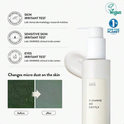 sioris Cleanse Me Softly Milk Cleanser, Citrus Scent 200ml/6.76 Oz, Vegan, Daily Gentle Skin Cleanser, Natural Citrus 62.6% Water