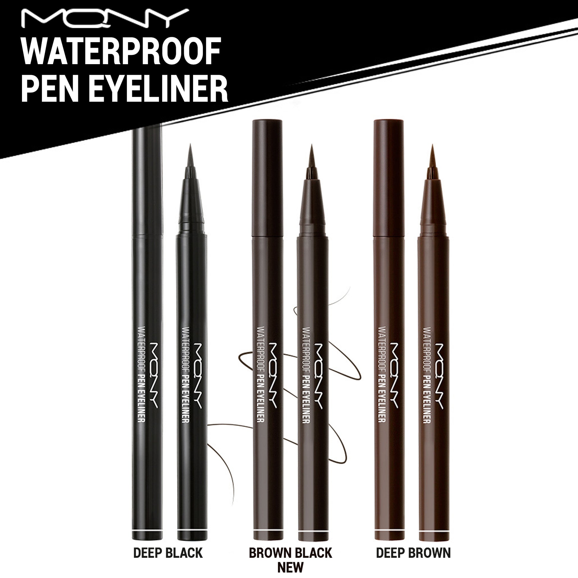 MacQueen New York MQNY Waterproof Pen Eyeliner (3 Colors) | Eye Makeup, Highly Pigmented, Liquid Eyeliner, Long Lasting and Suitable for beginners /NEWYORK