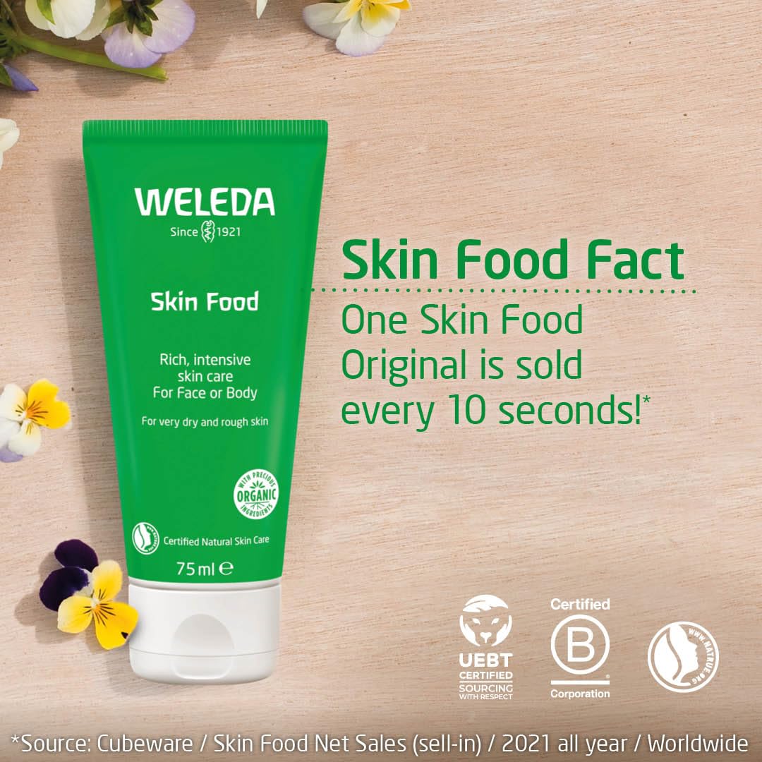 Weleda Skin Food Original Ultra-Rich Body Cream 2.5 Fluid Ounce, Plant Rich Hydrating Moisturizer with Pansy, Chamomile and Calendula