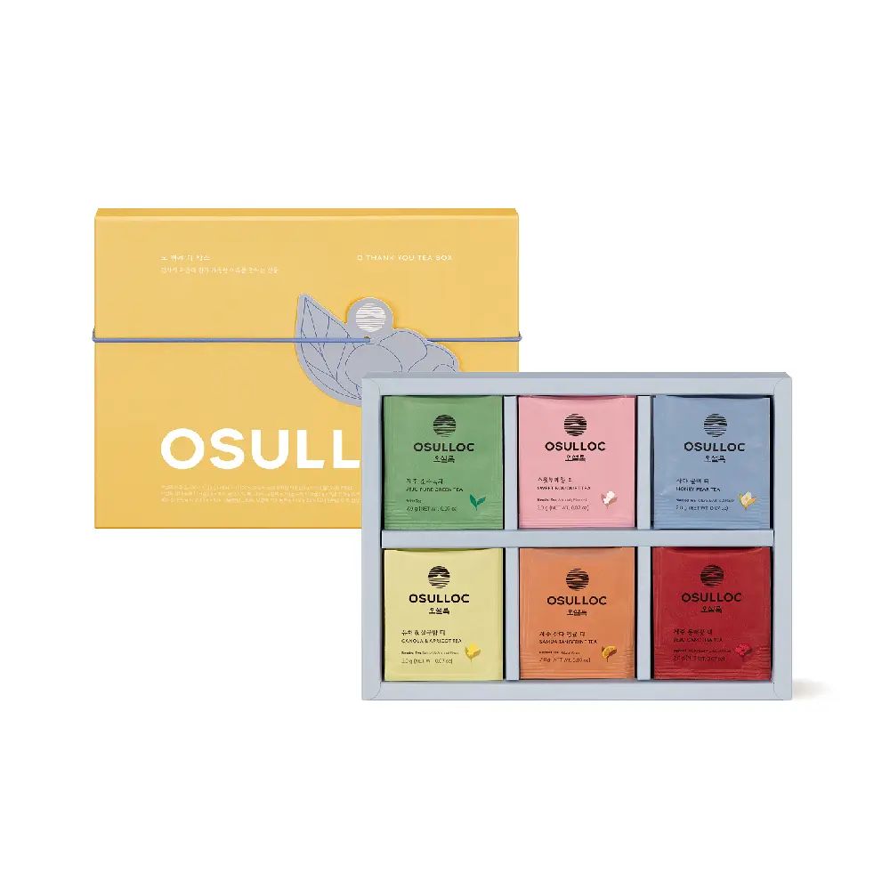 OSULLOC O Thank You Tea Box, 6 Flavors 12 Tea Bags, Jeju Assorted Tea Gift Set