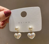 Faux Pearl Heart Double Studs