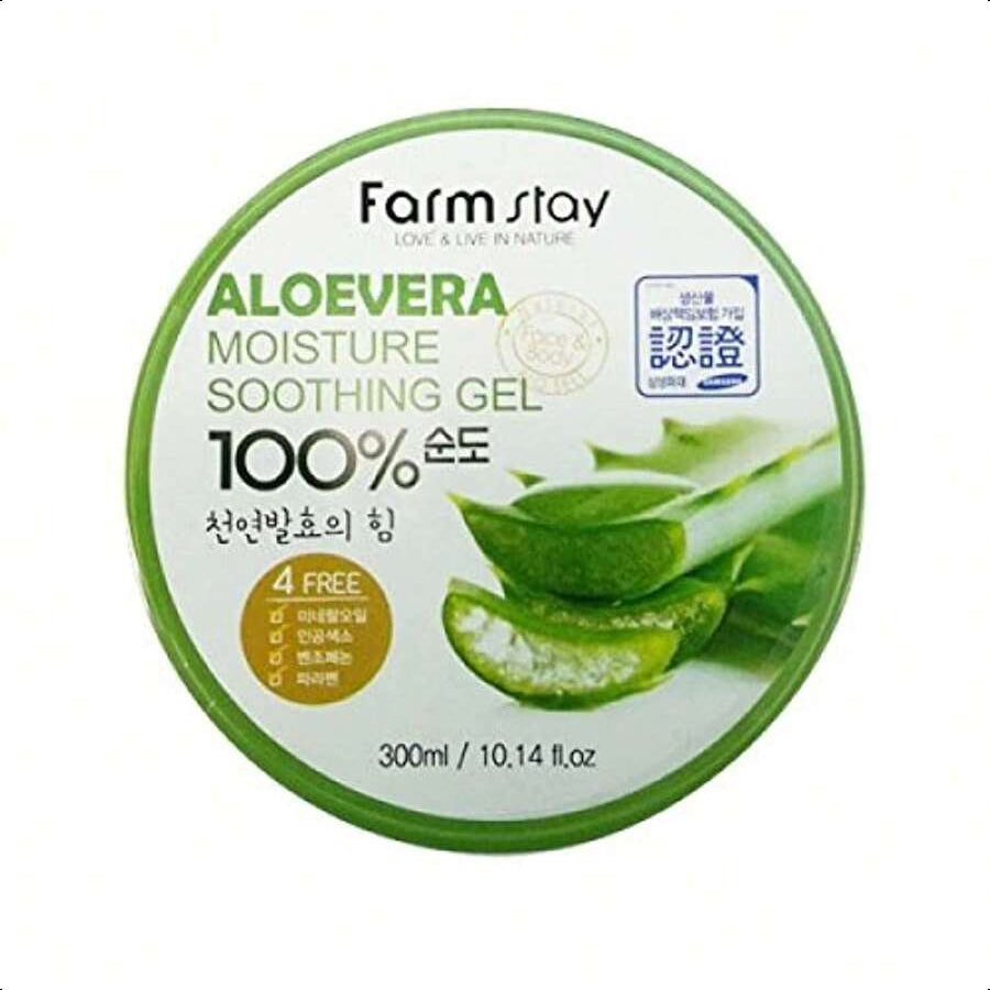 Farmstay Aloe Vera Moisture Soothing Gel - Hydrating Face Moisturizer - After Sun Gel For UV-Exposed Skin - Lightweight Body Moisturizer - 10.14 Oz 300ml