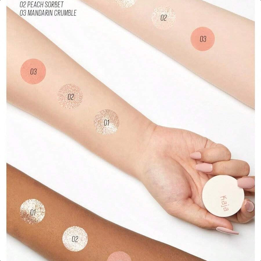 Kaja Beauty Bento Collection  - Bouncy Eyeshadow Trio  4.1g/0.14 Oz | Compact 3 - Shade Eyeshadow Palette In Nude Peach Tone
