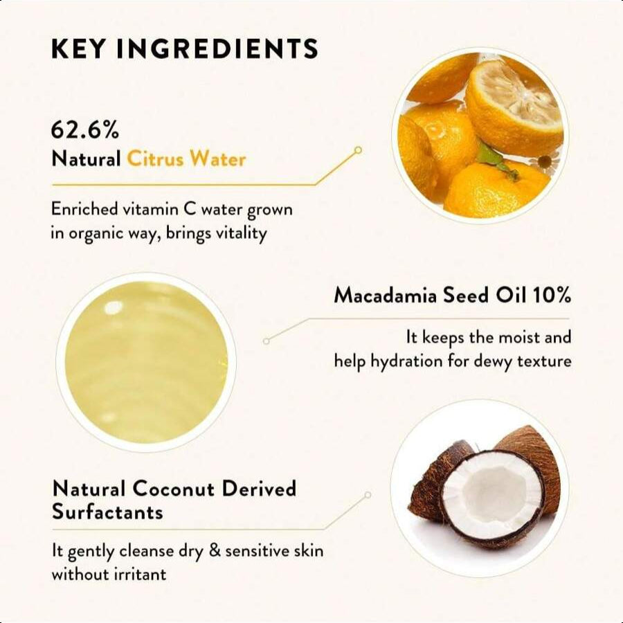 sioris Cleanse Me Softly Milk Cleanser, Citrus Scent 200ml/6.76 Oz, Vegan, Daily Gentle Skin Cleanser, Natural Citrus 62.6% Water