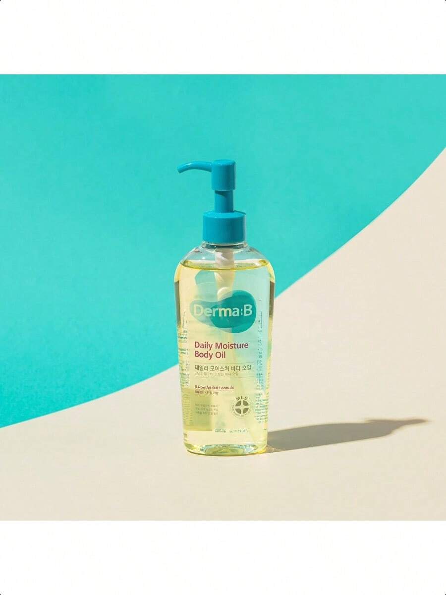 DERMA:B Daily Moisture Body Oil 200ml/6.78 Oz | 99% Natural Argan & Sweet Almond Oil | Shower Oil For Dry Sensitive Skin | Light & Long-Lasting Hydration