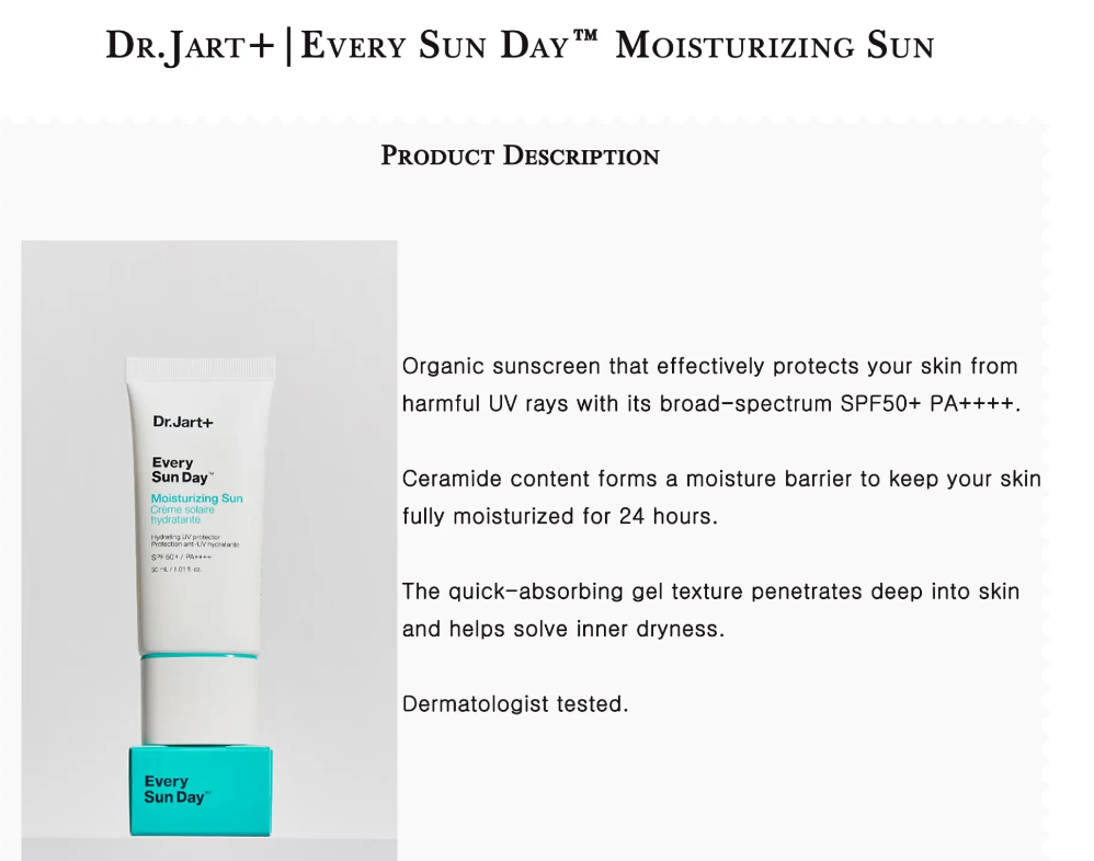 DR.JART Every Sun Day Moisturuzing Sun Cream 30ml