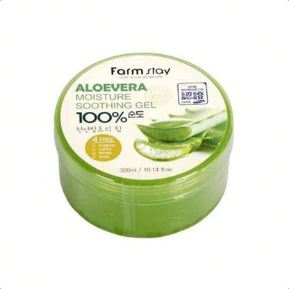 Farmstay Aloe Vera Moisture Soothing Gel - Hydrating Face Moisturizer - After Sun Gel For UV-Exposed Skin - Lightweight Body Moisturizer - 10.14 Oz 300ml