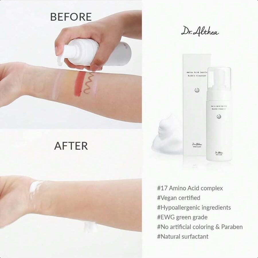 Dr. Althea Amino Acid Gentle Bubble Cleanser |  4.73 Fl Oz(140ml )| Foam Cleanser | Daily Gentle Face Wash For Sensitive Skin | Vegan Korean Skin Care