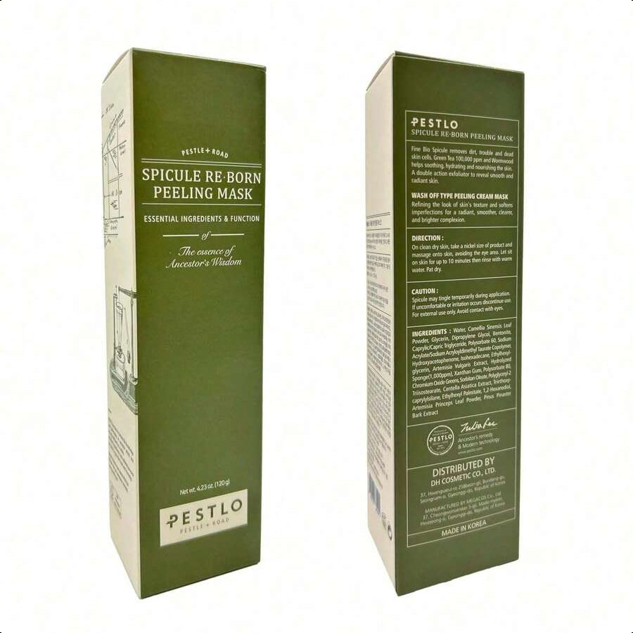 PESTLO Spicule Re-Born Exfoliating Peeling Mask 4.23 Oz./120ml - Gentle Exfoliation, Nourishing, Hydrating, Sebum Control, Soothing, Radiant Skin, Pore Tightening, All Skin Types