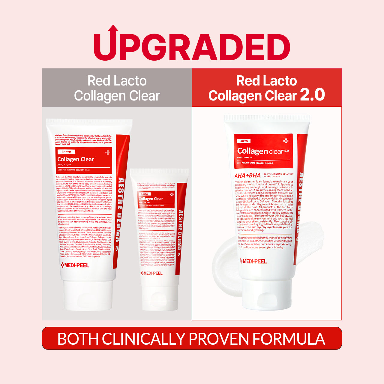 MEDI-PEEL Red Lacto Collagen Clear 2.0 Bouncy Skin Cleansing Foam (UPGRADED) 120ml/300ml