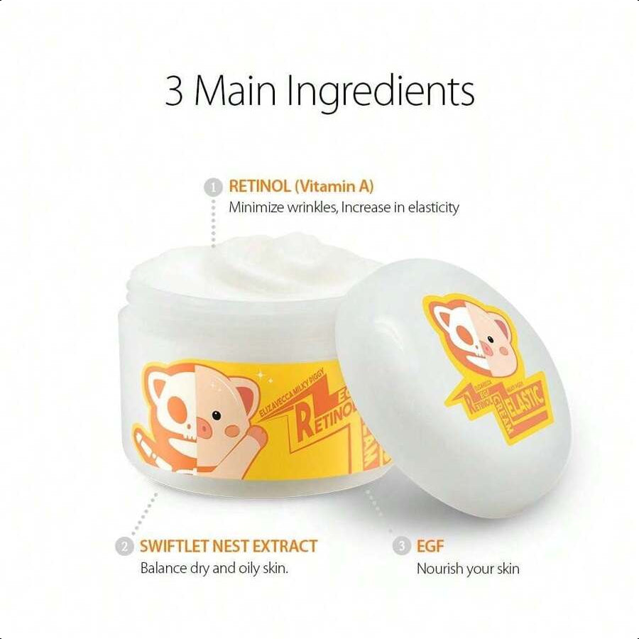 Elizavecca Milky Piggy Retinol Cream 100g/3.53 Fl.Oz. - Retinol Swiftlet Nest Extract (69.9%) |Face Cream |