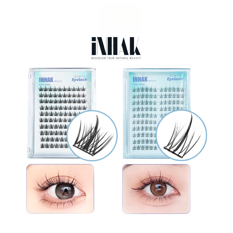 [100% Original] Inhak Upgrade Glue-Free Eyelash - A ver. Natural Curl/B ver. Volume and Curl Eyelashes Extension Simulation Segmented Grafting DIY Lashes False Eyelash Makeup Tool