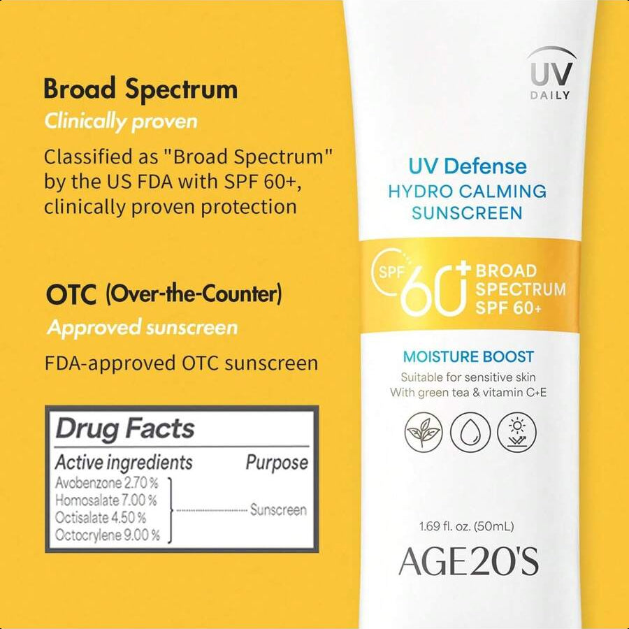 Age20's UV Defense Hydro Calming Sunscreen SPF 60+ | Korean Sunscreen | Moisturizing Creamy