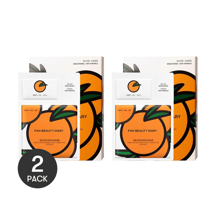 FAN BEAUTY DIARY VC Large Orange Double-Cabin Facial Mask - Smooth Skin with Light Pigment Removal and Whitening Effects. 1 application, 1 application for 20 minutes. Anti-wrinkle, firming, brightening, and improving dull complexion. 5 sheets per box