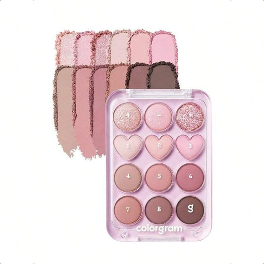 Colorgram Pin Point Eyeshadow Palette 02 Pink+Mauve= | Ultra-Blendable Matte, Glitter