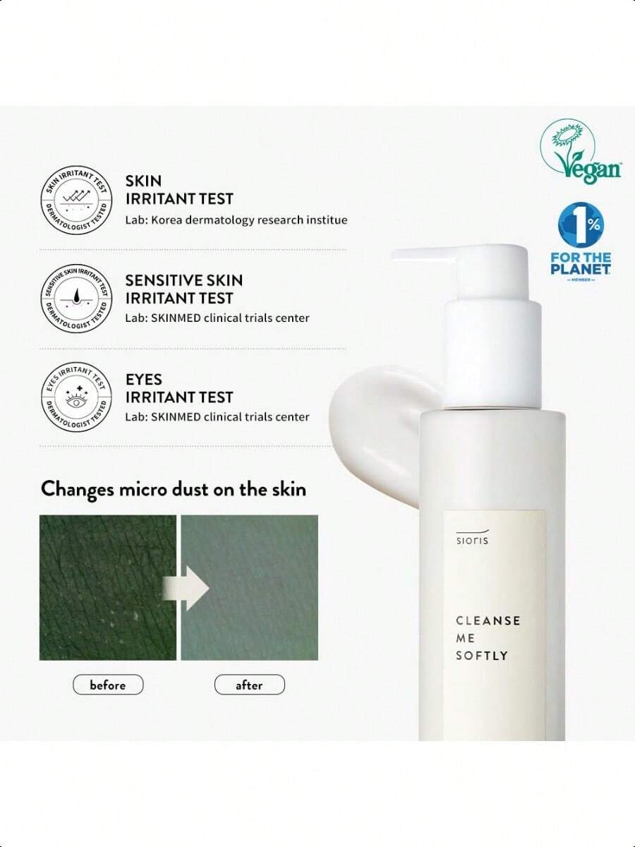sioris Cleanse Me Softly Milk Cleanser, Citrus Scent 200ml/6.76 Oz, Vegan, Daily Gentle Skin Cleanser, Natural Citrus 62.6% Water
