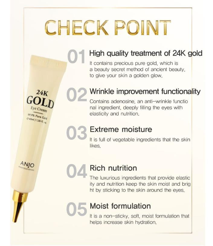 Anjo 24k Gold Eye Cream Anti Wrinkles Womens  Skin Care Cosmetics