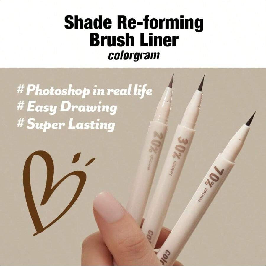 Colorgram Shade Re-Forming Brush Liner 70% Brown | Liquid Eyeliner, Long-Lasting Daily Makeup, Natural Eye Makeup, Smudgeproof, Winged Eyes, Cat Eye 0.5g