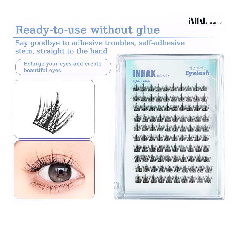 [100% Original] Inhak Upgrade Glue-Free Eyelash - A ver. Natural Curl/B ver. Volume and Curl Eyelashes Extension Simulation Segmented Grafting DIY Lashes False Eyelash Makeup Tool