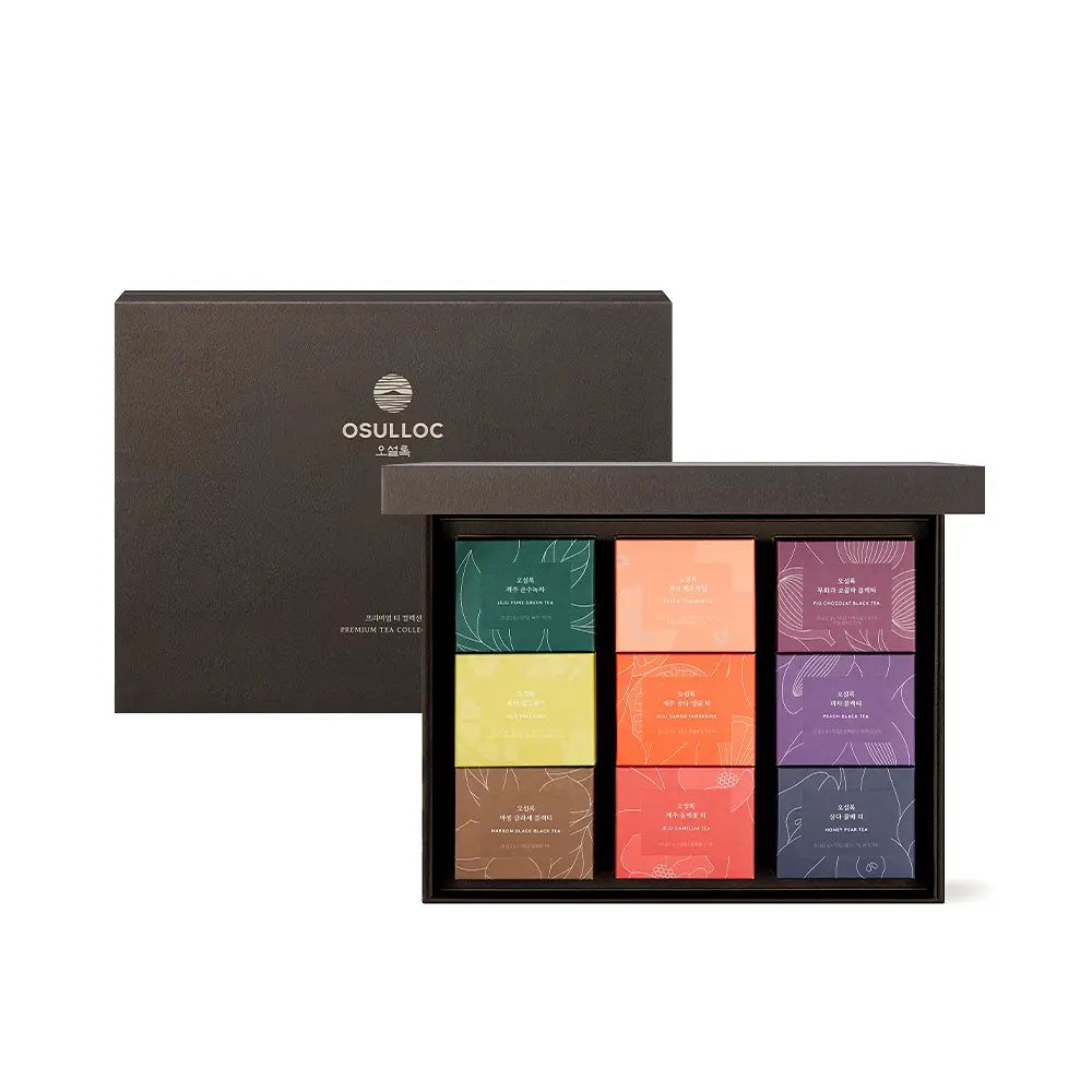 OSULLOC Premium Tea Collection Gift Set, 9 Assorted Flavors Tea Bags, Korean Jeju Tea Gift Box