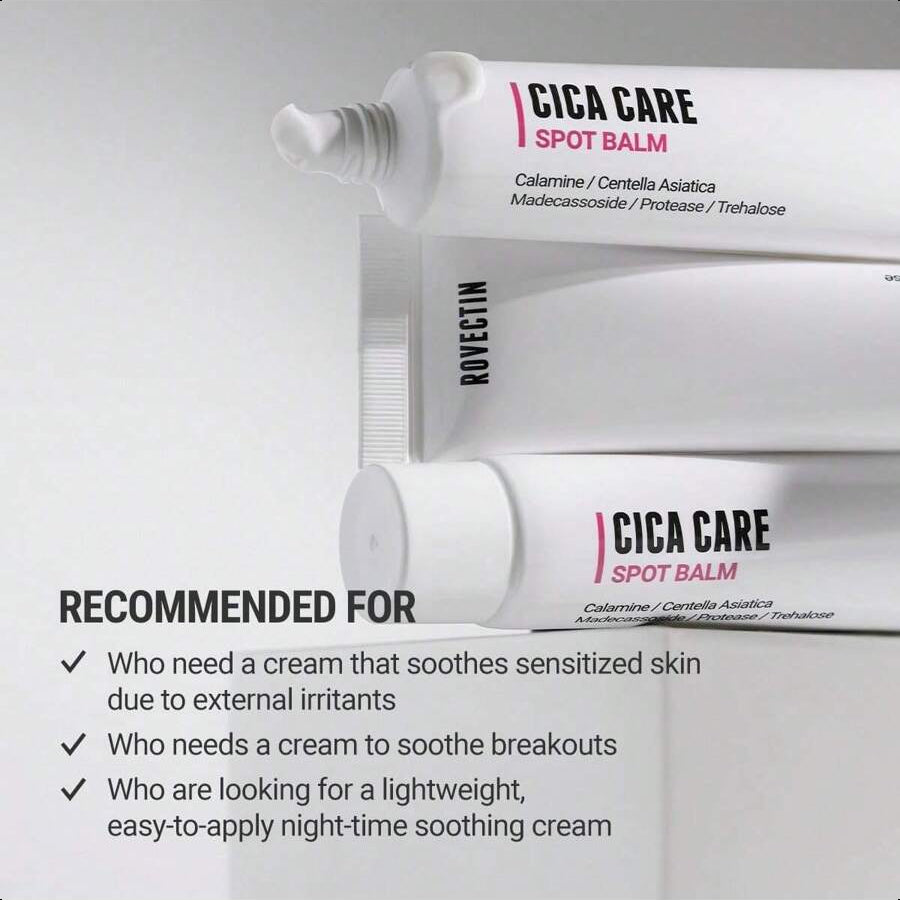 Rovectin Cica Care Face Balm 40ml/1.4 Oz - Immediate Redness Relief Face Moisturizer For Acne Prone, Sensitive Skin