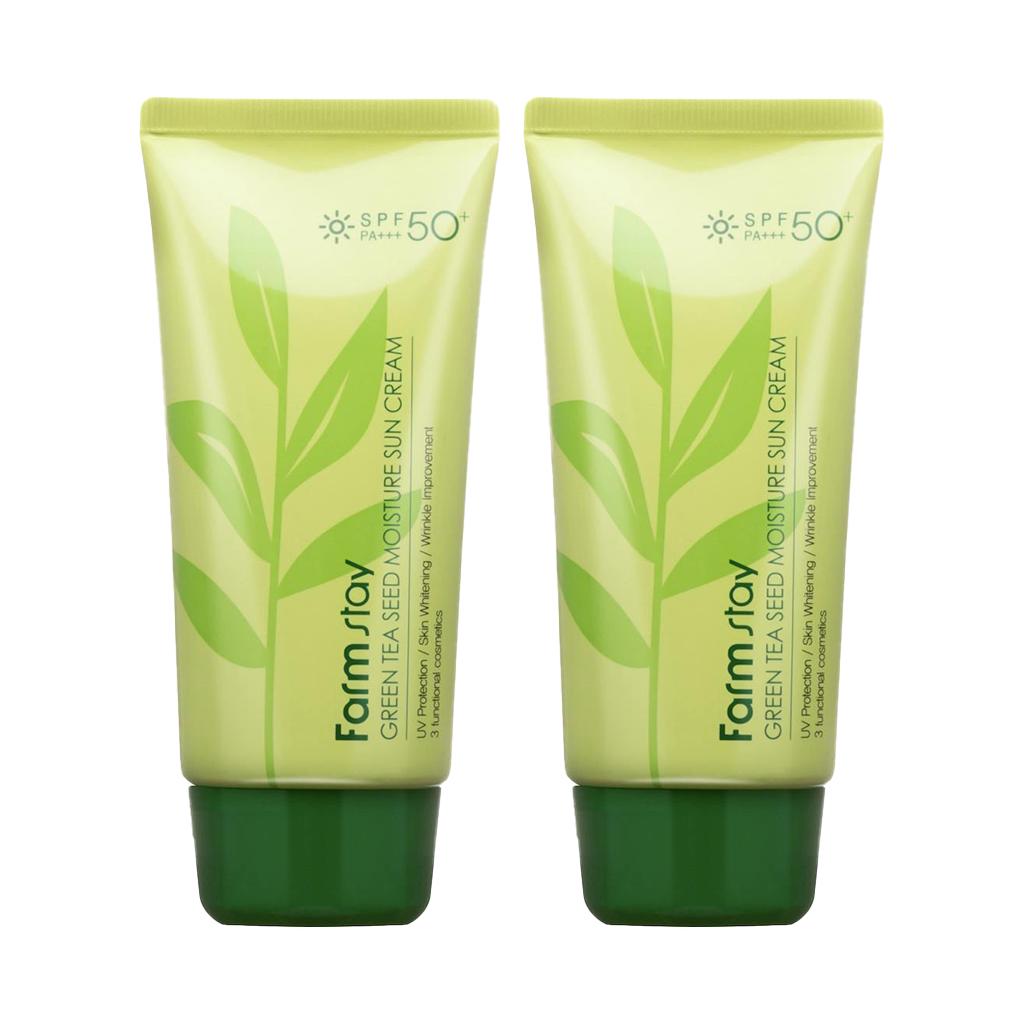 FARM STAY Green Tea Seed Moisture Sun Cream SPF 50+ PA +++ 70g (3 Options)