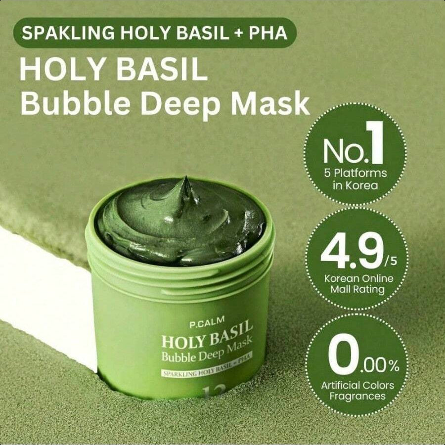 P.CALM Holy Basil Bubble Deep Mask 90g