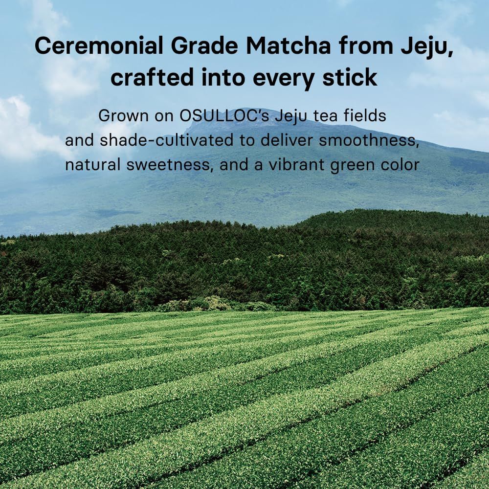OSULLOC MATCHA+ AWARENESS Tea Powder 10 Sticks(5g each), Ceremonial Grade Matcha with L-Theanine, 50g