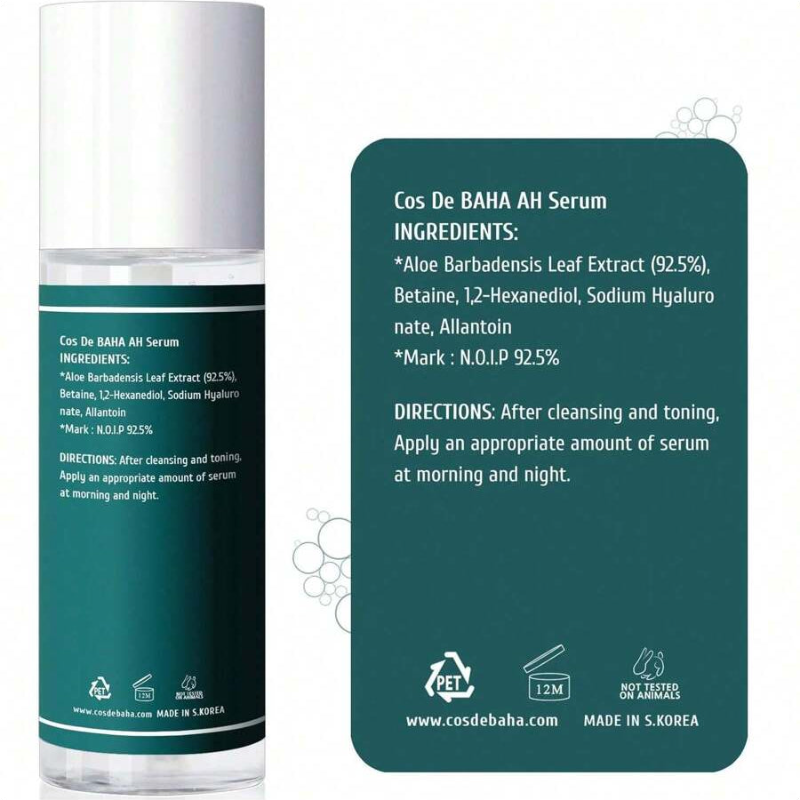 Cos De BAHA Aloe Facial Serum With Hyaluronic Acid And Allantoin 120ml/4 Oz
