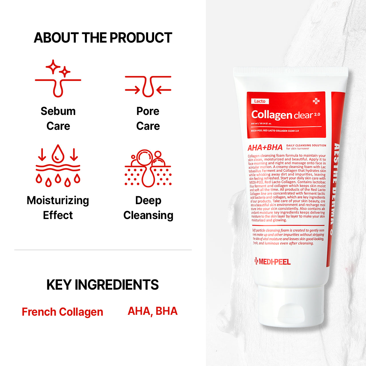 MEDI-PEEL Red Lacto Collagen Clear Foam Cleanser 2.0 120ml/300ml
