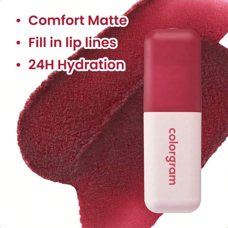 Colorgram NUDE BLUR TINT 06 LUCKY BERRY | Soft Velvet Matte Lip Stain & Cheek Tint | Lightweight Blurring Tint For A Smooth & Airbrushed Finish | 24H Hydration 7g