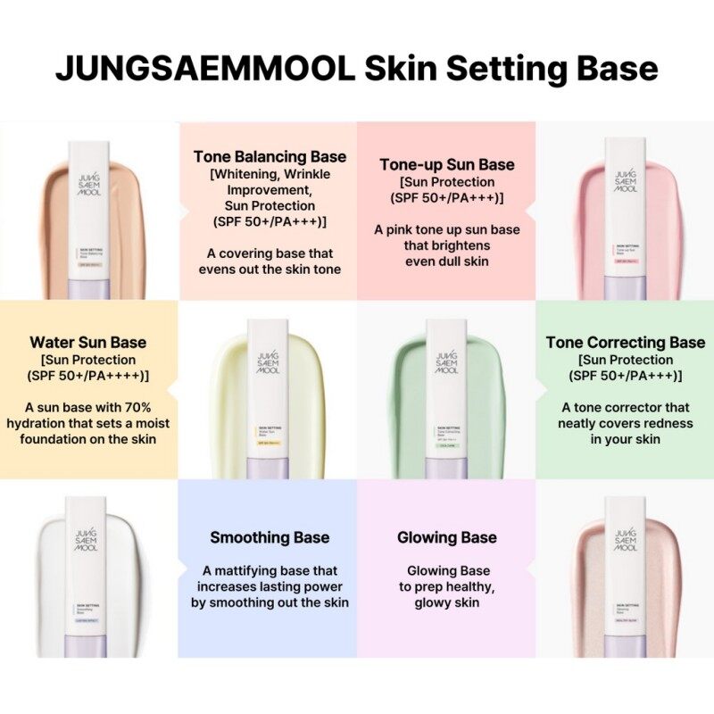 JUNG SAEM MOOL Skin Setting Base 40ml (Water Sun & Tone Correcting & Tone Balancing & Smoothing & Tone-up Sun & Glowing) JUNGSAEMMOOL