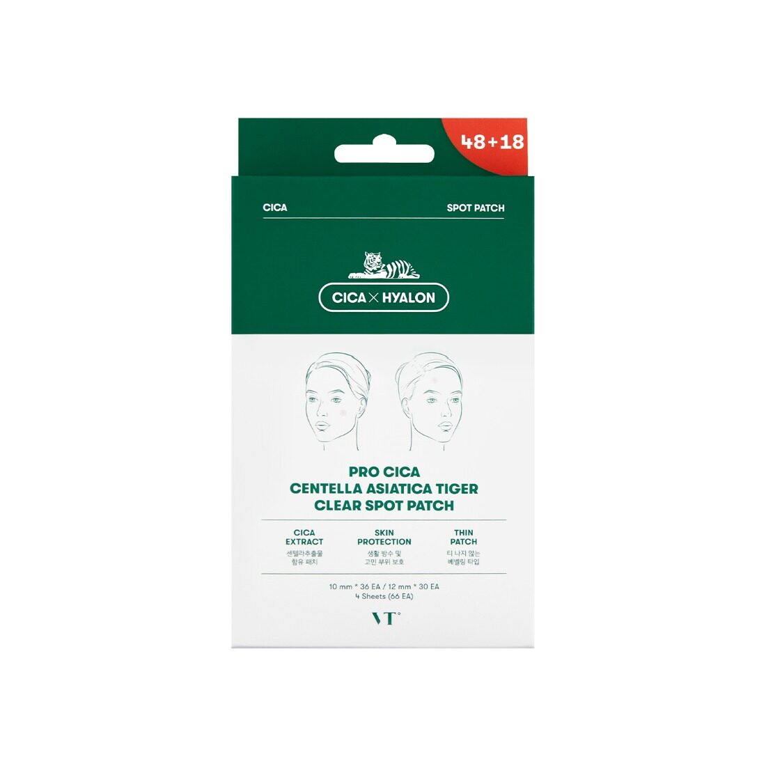 VT Cica Spot Pimple Patch(48 patches) Acne Care |Pro Cica Centella Asiatica Tiger Clear Spot Patch(48+18 patches)
