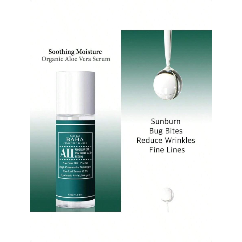 Cos De BAHA Aloe Facial Serum With Hyaluronic Acid And Allantoin 120ml/4 Oz