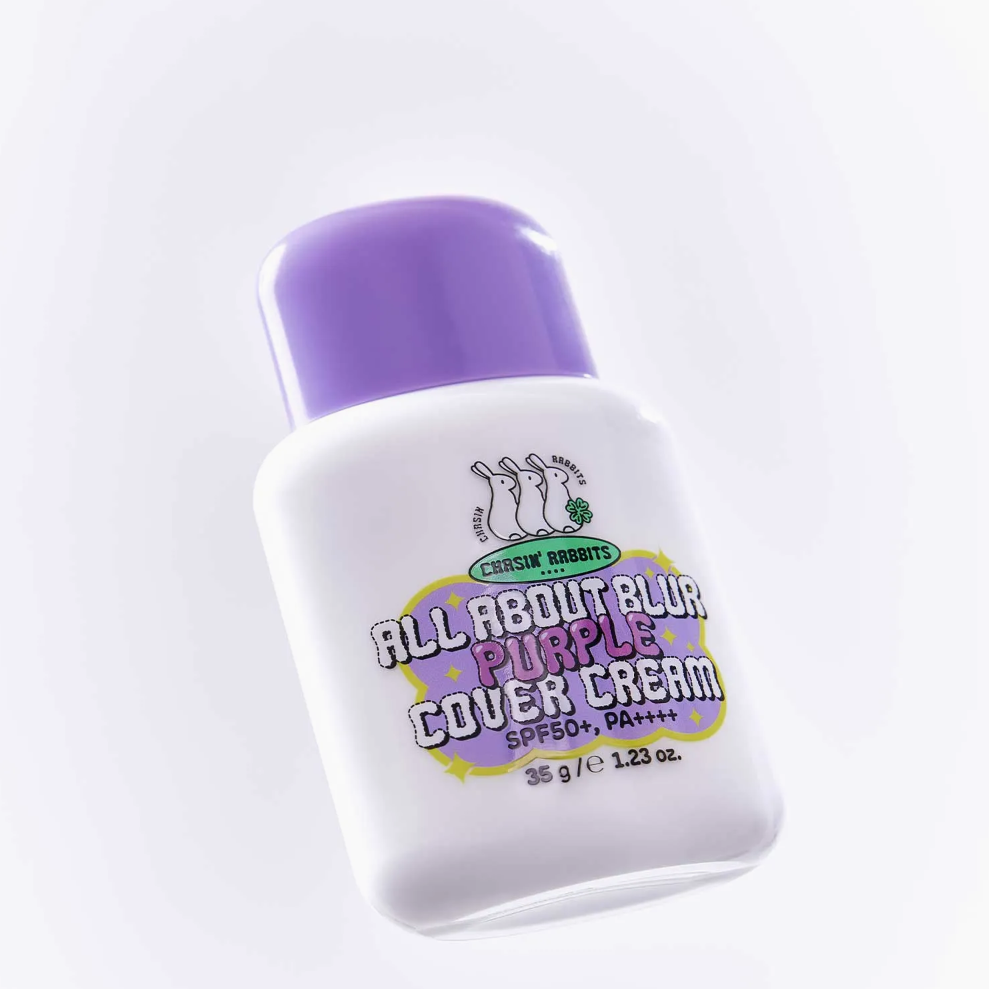 Chasin Rabbits All About Blur Purple Cover Cream SPF50+PA++++ 35g Set (+Giant Flower Puff)