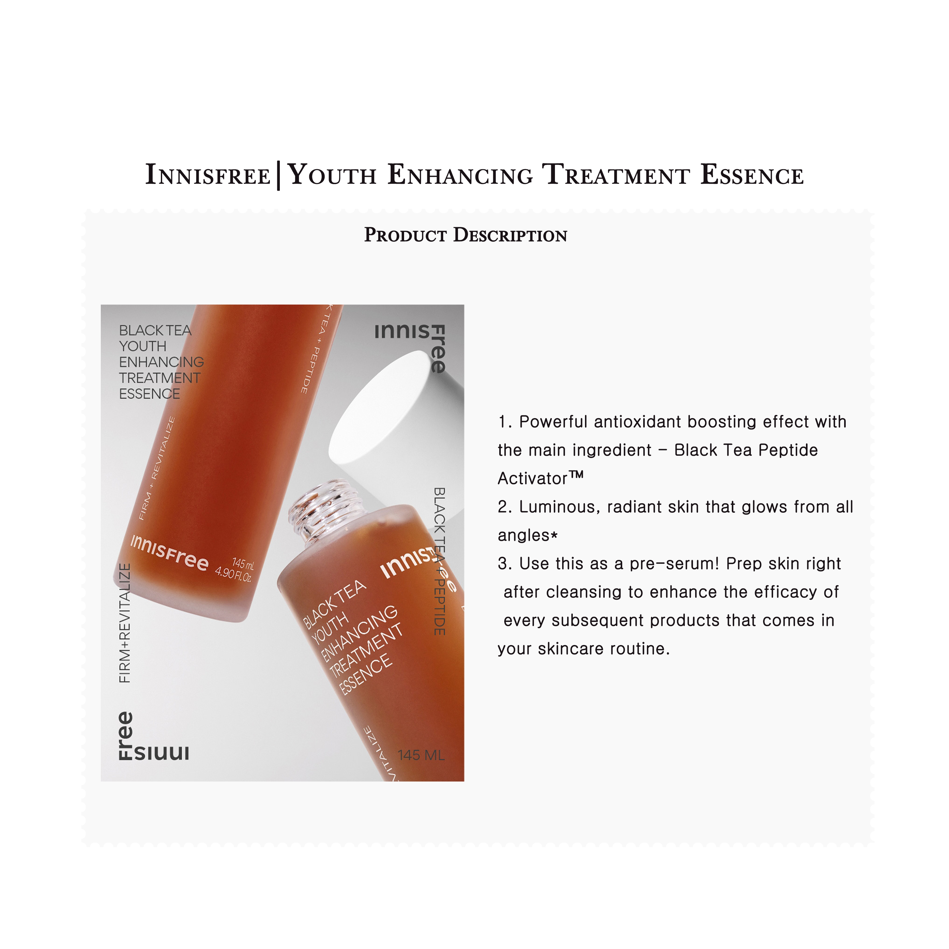 Innisfree | Black Tea Youth Enhancing Treatment Essence New Version 2023 75ml