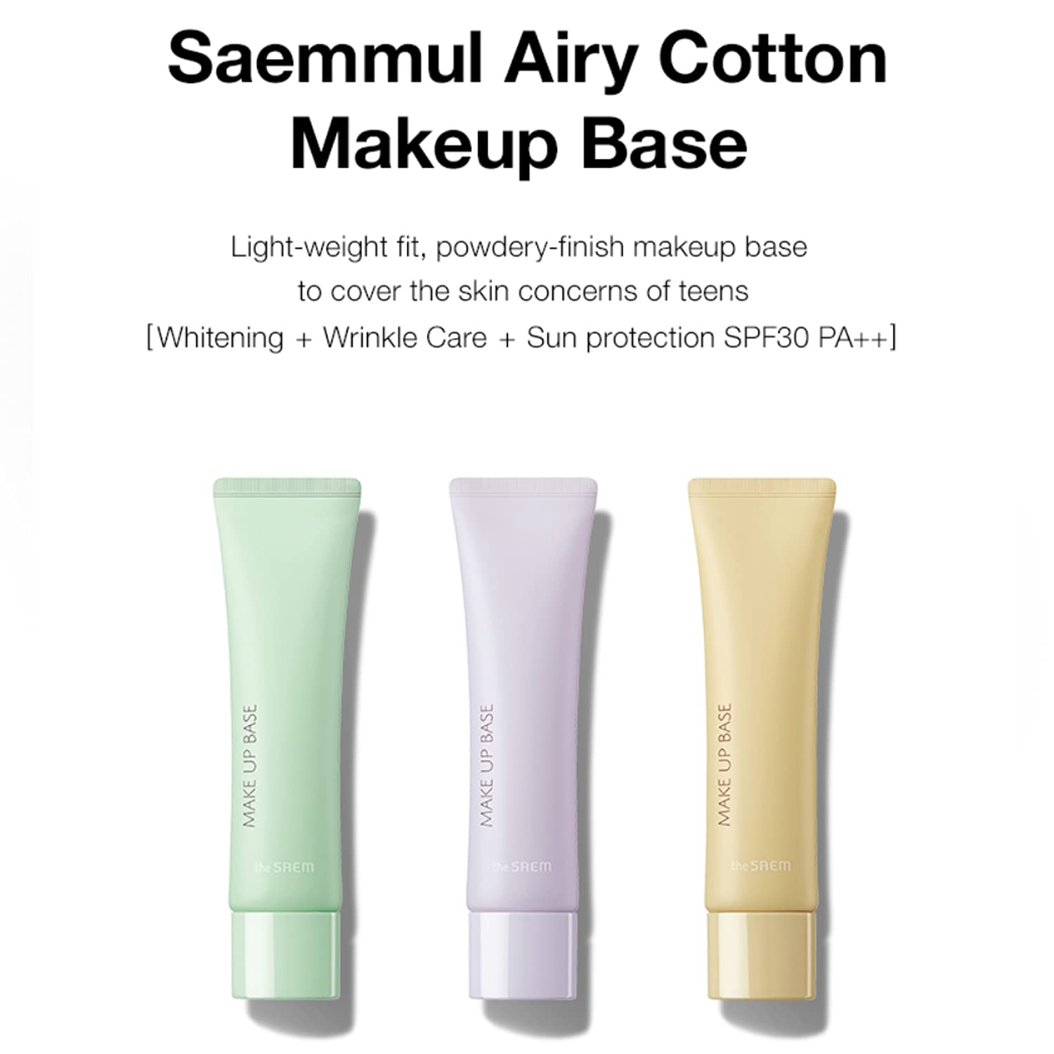 [the SAEM] Saemmul Airy Cotton Make Up Base (3 Colors) - 30ml