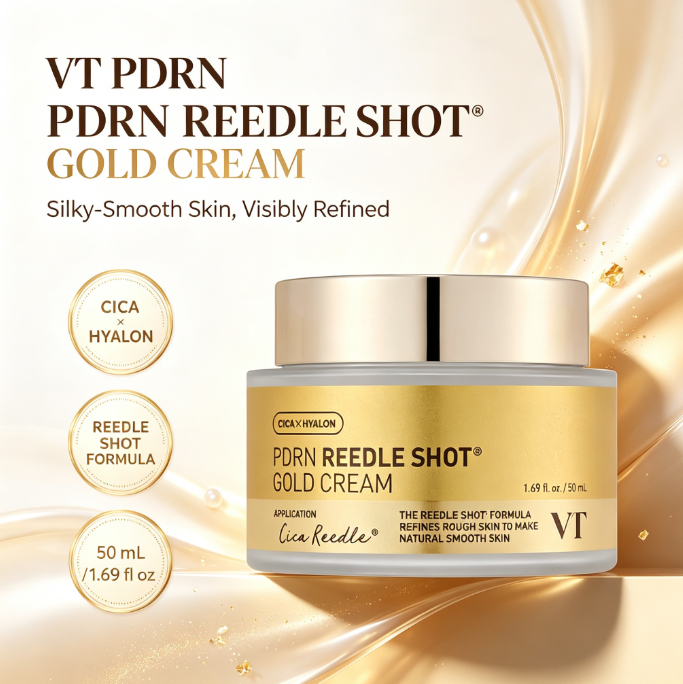 VT Cosmetics PDRN Reedle Shot Gold Cream, Anti-Aging Firming Face Cream with CICA & Hyalon, 50ml