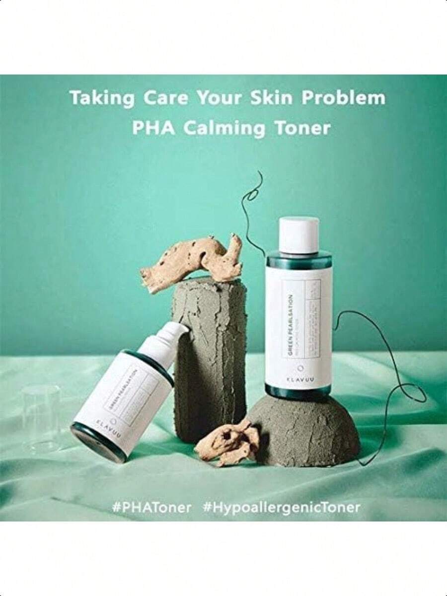 KLAVUU Green Pearlsation Pha Calming Toner 200ml/6.76 Oz | Infused With Gentle Pha (Polyhydroxy Acid) And Soothing Green Tea Extracts