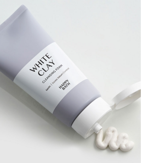 [HAPPY BATH] White Clay Cleansing Foam - 150g/Suitable for oily skin