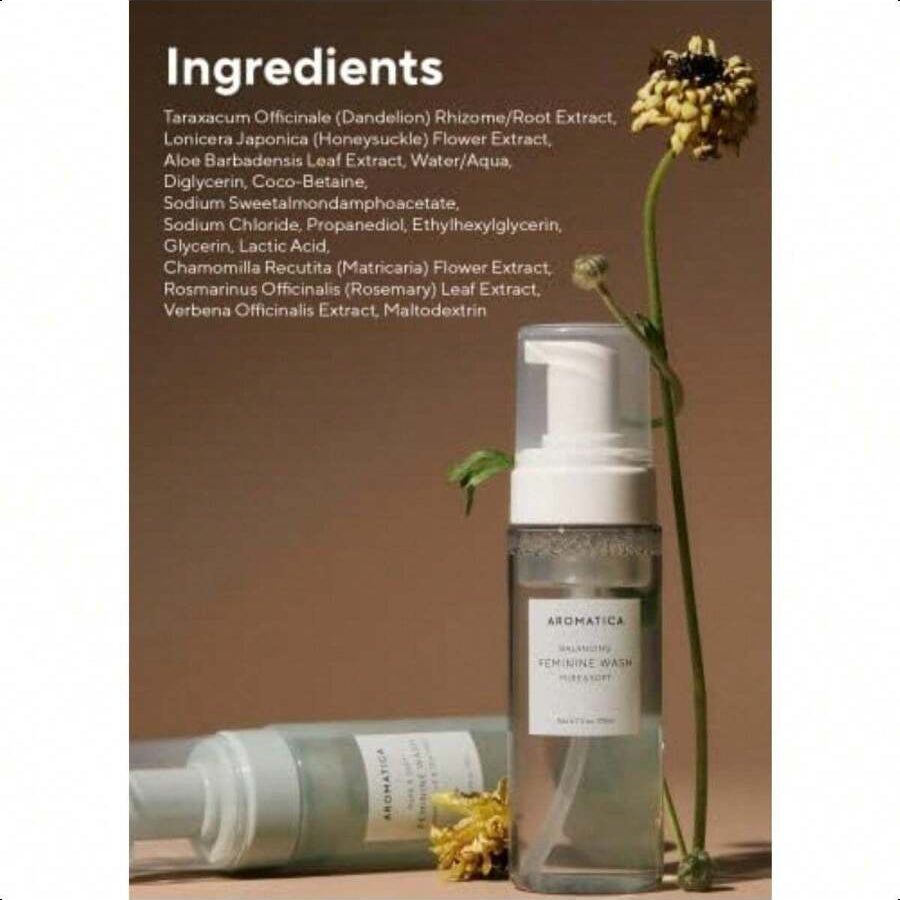 Aromatica Pure And Soft Feminine Foaming Wash 170ml/5.74 Oz | Vegan, PH-Balanced, Natural Ingredients, Unscented